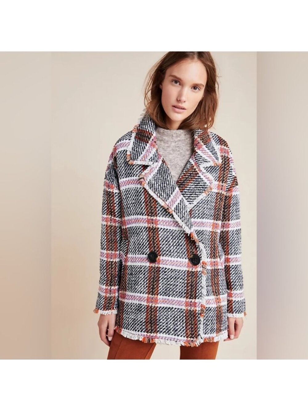 ANTHROPOLOGIE X EVA FRANCO Carrie Double-Breasted Tweed Coat XS